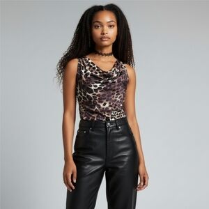 Vintage 90s Y2K Only Nine Top Size S Animal Print Sleeveless Going Out Women's‎